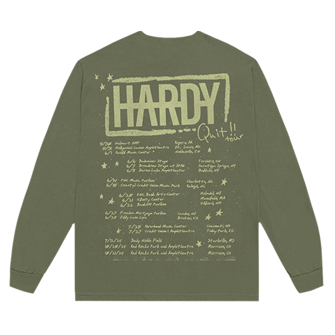 Quit!! Green Rockstar Tour Long Sleeve Tee Back