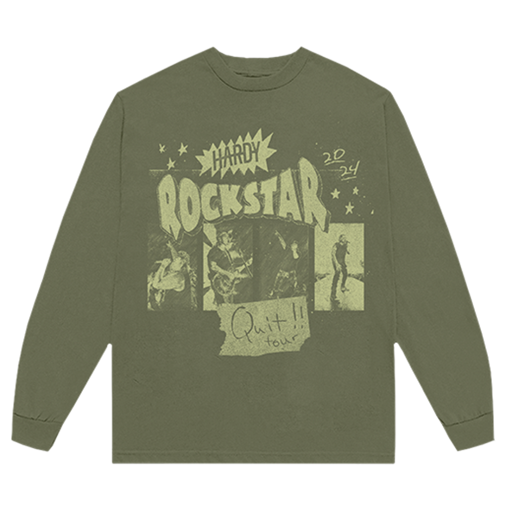 Quit!! Green Rockstar Tour Long Sleeve Tee Front